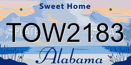 TOW2183 Alabama License Plate