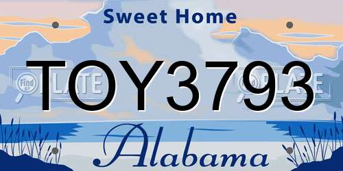 TOY3793 Alabama License Plate