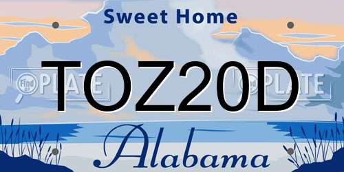 TOZ20D Alabama License Plate