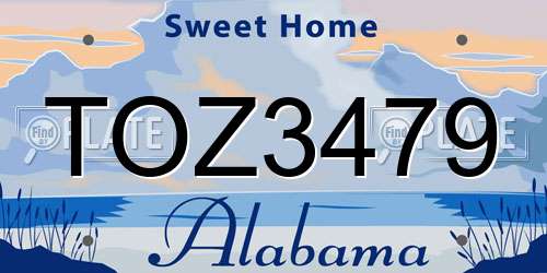 TOZ3479 Alabama License Plate