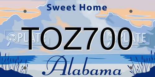 TOZ700 Alabama License Plate