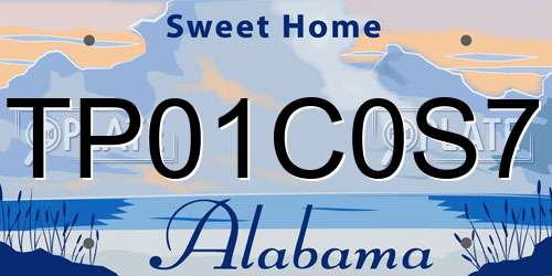 TP01C0S7 Alabama License Plate