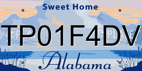 TP01F4DV Alabama License Plate