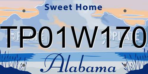 TP01W170 Alabama License Plate