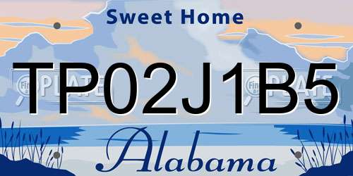 TP02J1B5 Alabama License Plate