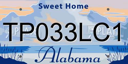 TP033LC1 Alabama License Plate