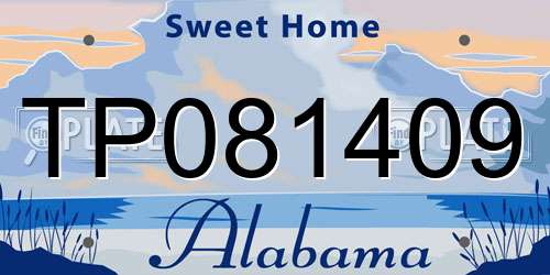 TP081409 Alabama License Plate