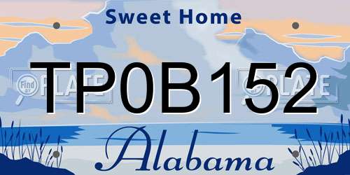 TP0B152 Alabama License Plate