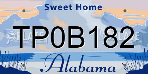 TP0B182 Alabama License Plate