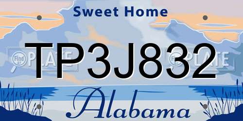 TP3J832 Alabama License Plate