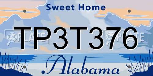 TP3T376 Alabama License Plate