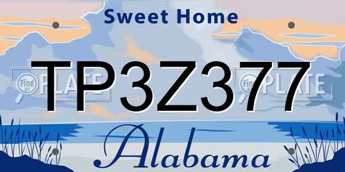 TP3Z377 Alabama License Plate