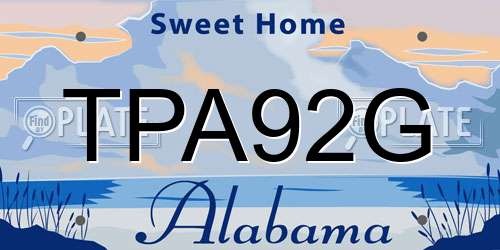 TPA92G Alabama License Plate