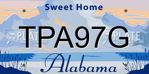 TPA97G Alabama License Plate
