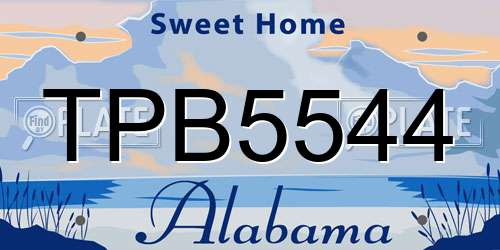 TPB5544 Alabama License Plate