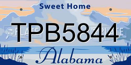 TPB5844 Alabama License Plate