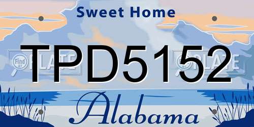 TPD5152 Alabama License Plate