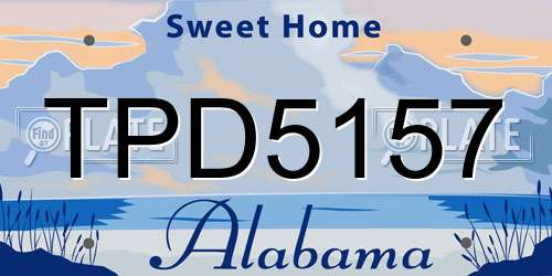 TPD5157 Alabama License Plate