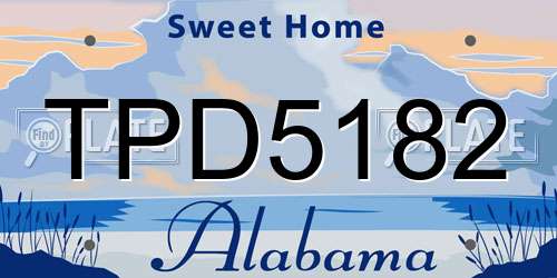 TPD5182 Alabama License Plate