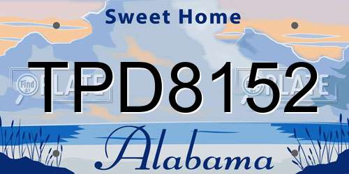 TPD8152 Alabama License Plate