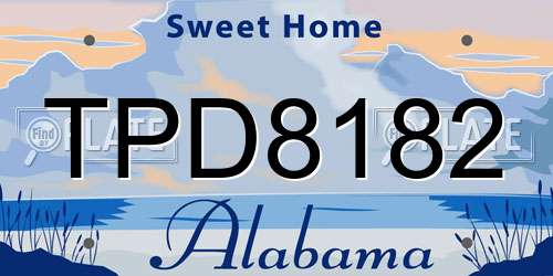 TPD8182 Alabama License Plate
