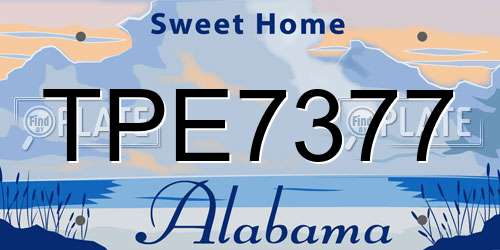 TPE7377 Alabama License Plate