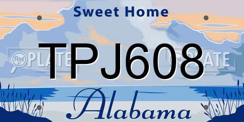 TPJ608 Alabama License Plate