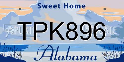 TPK896 Alabama License Plate