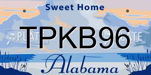 TPKB96 Alabama License Plate