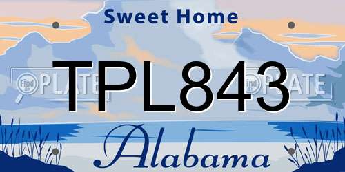 TPL843 Alabama License Plate