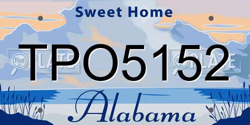TPO5152 Alabama License Plate