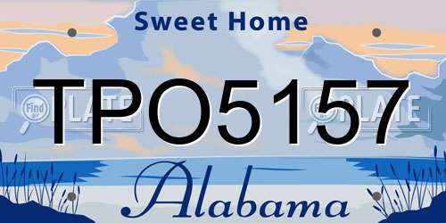 TPO5157 Alabama License Plate