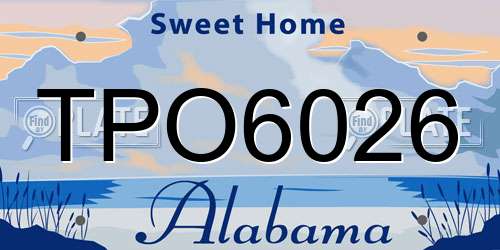 TPO6026 Alabama License Plate