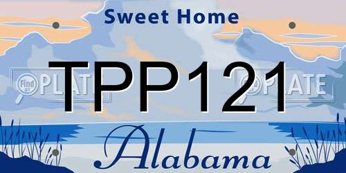 TPP121 Alabama License Plate