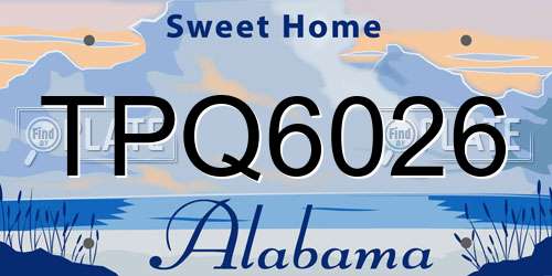 TPQ6026 Alabama License Plate