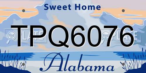 TPQ6076 Alabama License Plate