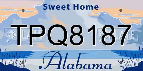 TPQ8187 Alabama License Plate