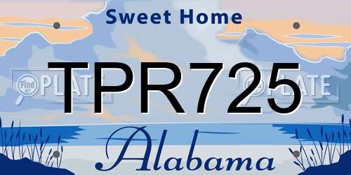 TPR725 Alabama License Plate