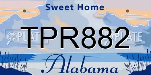 TPR882 Alabama License Plate