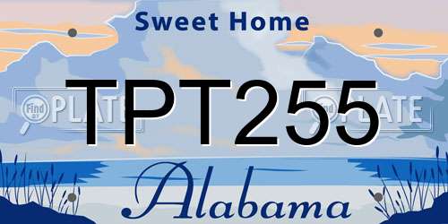 TPT255 Alabama License Plate
