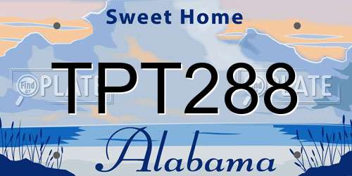 TPT288 Alabama License Plate