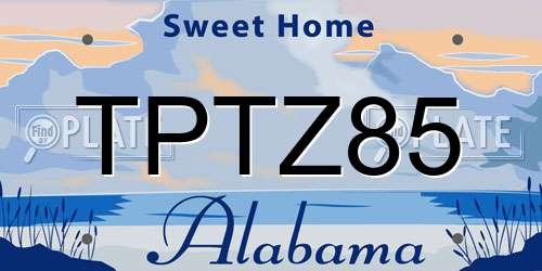 TPTZ85 Alabama License Plate