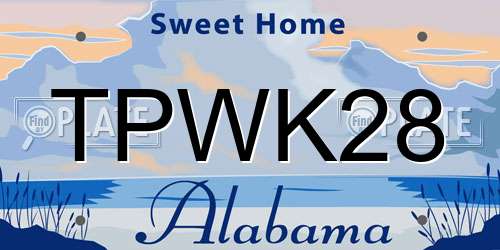 TPWK28 Alabama License Plate