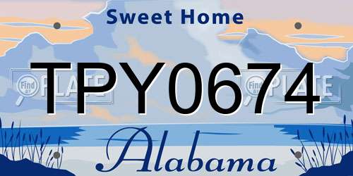 TPY0674 Alabama License Plate