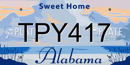 TPY417 Alabama License Plate