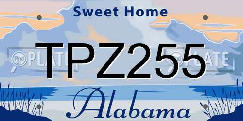 TPZ255 Alabama License Plate