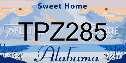 TPZ285 Alabama License Plate
