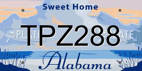 TPZ288 Alabama License Plate