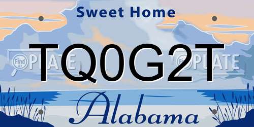 TQ0G2T Alabama License Plate