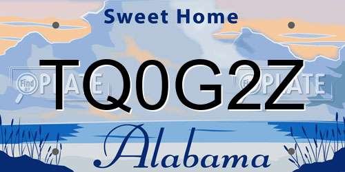 TQ0G2Z Alabama License Plate